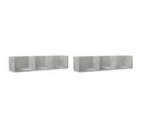vidaXL Muebles de Pared 2 uds, Estantes Flotantes con Almacenamiento, Armarios Colgantes, Decoraciones para Salón, Madera de Ingeniería Gris Hormigón