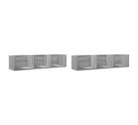 vidaXL Muebles de Pared 2 uds, Estantes Flotantes con Almacenamiento, Armarios Colgantes, Decoraciones para Salón, Madera de Ingeniería Gris Sonoma