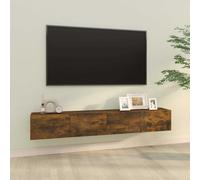vidaXL Muebles de pared de TV 2 uds madera roble ahumado 100x30x30 cm