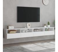 vidaXL Muebles de pared TV 2 uds madera ingeniería blanco 100x30x30 cm