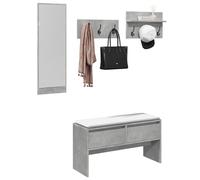 vidaXL Muebles de recibidor 4 pzas Madera de ingeniería Gris hormigón