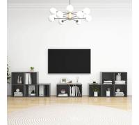 vidaXL Muebles de salón 8 piezas madera de ingeniería gris brillo