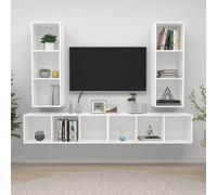 vidaXL Muebles de salón de pared 4 piezas madera de ingeniería blanco