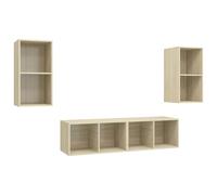 vidaXL Muebles de salón de pared 4 piezas madera de ingeniería, Mueble de Salon, Mueble TV, Mueble TV salon, Mesa de TV, Mueble tele