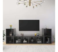vidaXL: Mueble para televisión, 4 unidades, gris brillante, 72 x 35 x 36,5 cm, material de madera