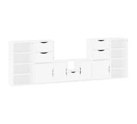 vidaXL Mueble de pared de 5 piezas con espacio de almacenamiento, modelo ODDA, color blanco, madera maciza de pino