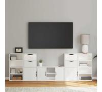 vidaXL Mueble de pared de 5 piezas con espacio de almacenamiento, modelo ODDA, color blanco, madera maciza de pino