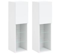 vidaXL Muebles de TV con luces LED 2 uds 30,5x30x102 cm, Mueble de Salon, Mueble TV, Mueble TV salon, Mesa de TV, Mueble tele