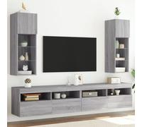 vidaXL Muebles de TV con luces LED 2 uds gris Sonoma 30,5x30x90 cm