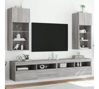 vidaXL Muebles de TV con luces LED 2 uds gris Sonoma 40,5x30x90 cm