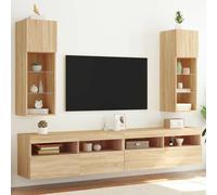 vidaXL Muebles de TV con luces LED 2 uds roble Sonoma 30,5x30x90 cm