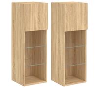vidaXL Muebles de TV con luces LED 2 uds roble Sonoma 30,5x30x90 cm