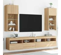 vidaXL Muebles de TV con luces LED 2 uds roble Sonoma 40,5x30x90 cm