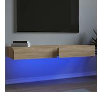 vidaXL Muebles de TV con luces LED 2 uds roble Sonoma 60x35x15,5 cm