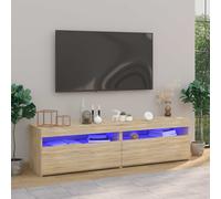 vidaXL Muebles de TV con luces LED 2 unidades roble Sonoma 75x35x40 cm