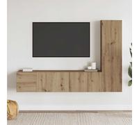 vidaXL Muebles de TV de pared 3 uds madera ingeniería roble artesanal