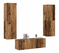 vidaXL Muebles de TV de pared 3 uds madera ingeniería roble artesanal en color Roble artisan/Madera antigua | almacenamiento funcional diseño moderno para baño dormitorio sala