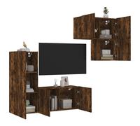 vidaXL Muebles de TV de pared 4 pzas madera ingeniería roble ahumado