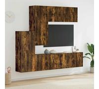 vidaXL Muebles de TV de pared 5 pzas madera ingeniería roble ahumado