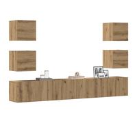 vidaXL Muebles de TV de pared 6 uds madera ingeniería roble artesanal en color Roble artisan/Madera antigua | almacenamiento funcional diseño moderno para baño dormitorio sala