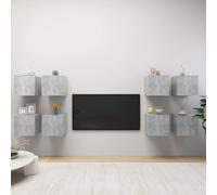 vidaXL Muebles de TV de pared 8 piezas gris hormigón 30,5x30x30 cm