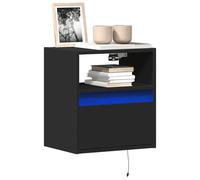 vidaXL Muebles de TV de pared con luces LED 2 uds negro 41x31x45 cm