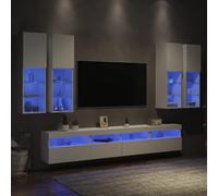 vidaXL Muebles de TV de pared con luces LED 7 piezas blanco