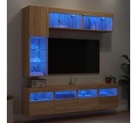 vidaXL Mueble de pared de TV con luces LED 7 piezas, Mueble de Salon, Mueble TV, Mueble TV salon, Mesa de TV, Mueble tele