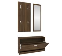 vidaXL Muebles Entradita Zapatero Espejo Perchero Madera Roble Color Blanco, Gris sonoma, Marrón roble