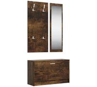 vidaXL Muebles Entradita Zapatero Espejo Perchero Madera Roble Color Blanco, Gris sonoma, Marrón roble