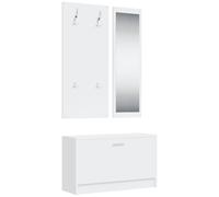 vidaXL Muebles Entradita Zapatero Espejo Perchero Madera Roble Color Blanco, Gris sonoma, Marrón roble