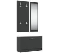 vidaXL Muebles Entradita Zapatero Espejo Perchero Madera Roble Color Blanco, Gris sonoma, Marrón roble