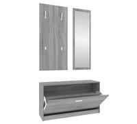 vidaXL Muebles Entradita Zapatero Espejo Perchero Madera Roble Color Blanco, Gris sonoma, Marrón roble