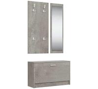 vidaXL Muebles Entradita Zapatero Espejo Perchero Madera Roble Color Blanco, Gris sonoma, Marrón roble