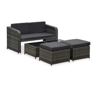 vidaXL Muebles jardín 4 pzas y cojines ratán sintético gris antracita