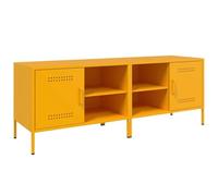 vidaXL Muebles para TV 2 Piezas Acero Amarillo Mostaza 68x39x50,5 cm, Soporte de TV, aparador de TV, Mueble HiFi, Banco de TV, Armario para TV