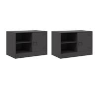 vidaXL Muebles para TV 2 Unidades Acero Negro 67x39x44 cm, Soporte de TV, Banco de TV, Muebles para Equipos de música, aparador de TV