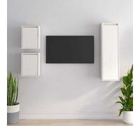 vidaXL Muebles para TV 3 piezas madera maciza de pino blanco
