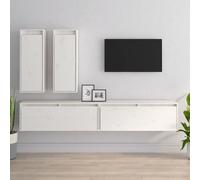 vidaXL Muebles para TV 4 piezas madera maciza de pino blanco