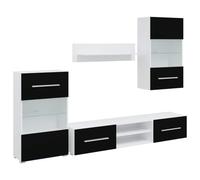 vidaXL Mueble para TV 5 piezas con iluminación LED Negro mate