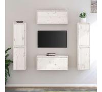 vidaXL: Armarios para televisión, juego de 6 unidades, color blanco, madera maciza de pino