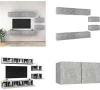 vidaXL: Muebles para TV, 8 unidades, color gris hormigón, material de madera. Set de muebles para TV. Sets de muebles para TV. Set de muebles para TV colgantes. Sets de muebles para TV colgantes