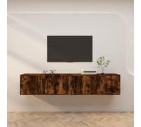 vidaXL Muebles para TV de pared 2 uds roble ahumado 100x34,5x40 cm
