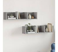 vidaXL Muebles de pared 2 uds – Estantes flotantes con almacenaje, madera de ingeniería Gris Sonoma