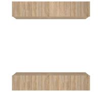 Vidaxl Muebles TV 4 Uds Madera Contrachapada 80x30x30 Cm - Marrón Roble