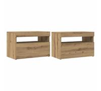 vidaXL Muebles TV con Luces LED 2 uds Madera ingeniería Roble Artisan, Soporte de TV, Mueble Multimedia, Consola de TV, Mueble HiFi
