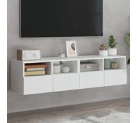 vidaXL Muebles TV de Pared 2 uds, Armarios de Almacenaje, Estanterías Flotantes, Muebles Colgantes para Salón, Madera de Ingeniería Blanco