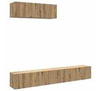 vidaXL Muebles TV de pared 3 uds 100x30x30cm, almacenamiento funcional, Roble artisan/Madera antigua