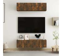 vidaXL Muebles TV pared 4 uds madera ingeniería roble humo 60x30x30cm