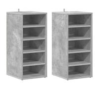 vidaXL Muebles zapateros 2uds contrachapado gris hormigón 31,5x35x70cm